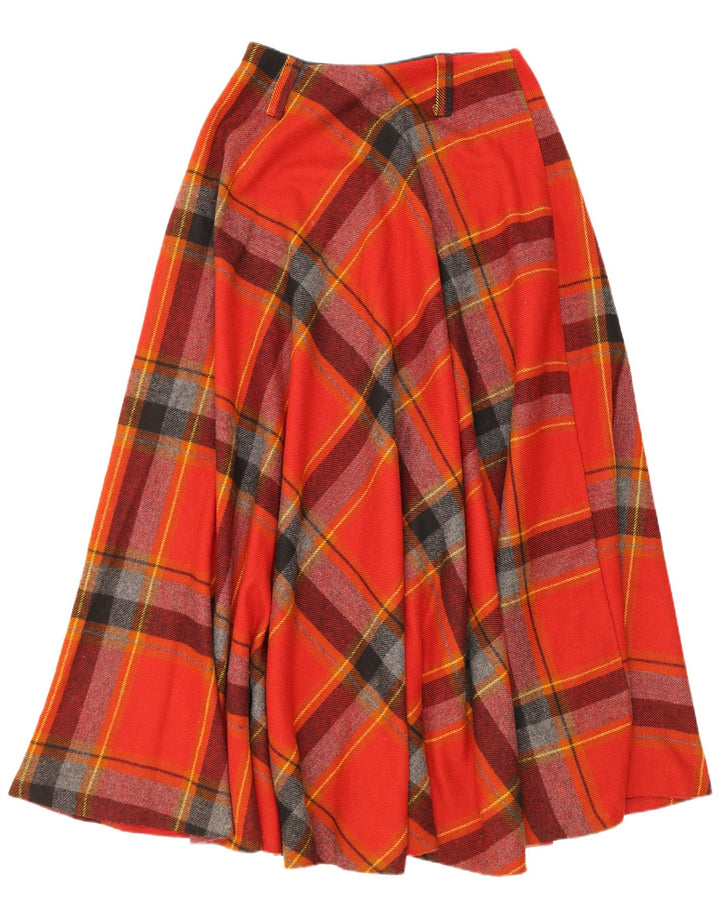 Falda acampanada vintage para mujer W28 cuadros rojos medianos
