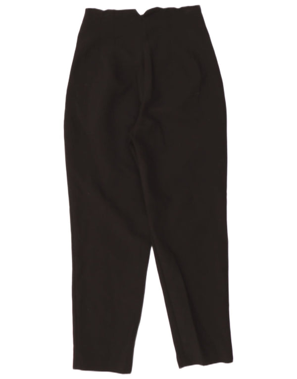 Zara Mujer Pantalones De Traje De Cintura Alta Pequeño W26 L26 Poliéster Negro