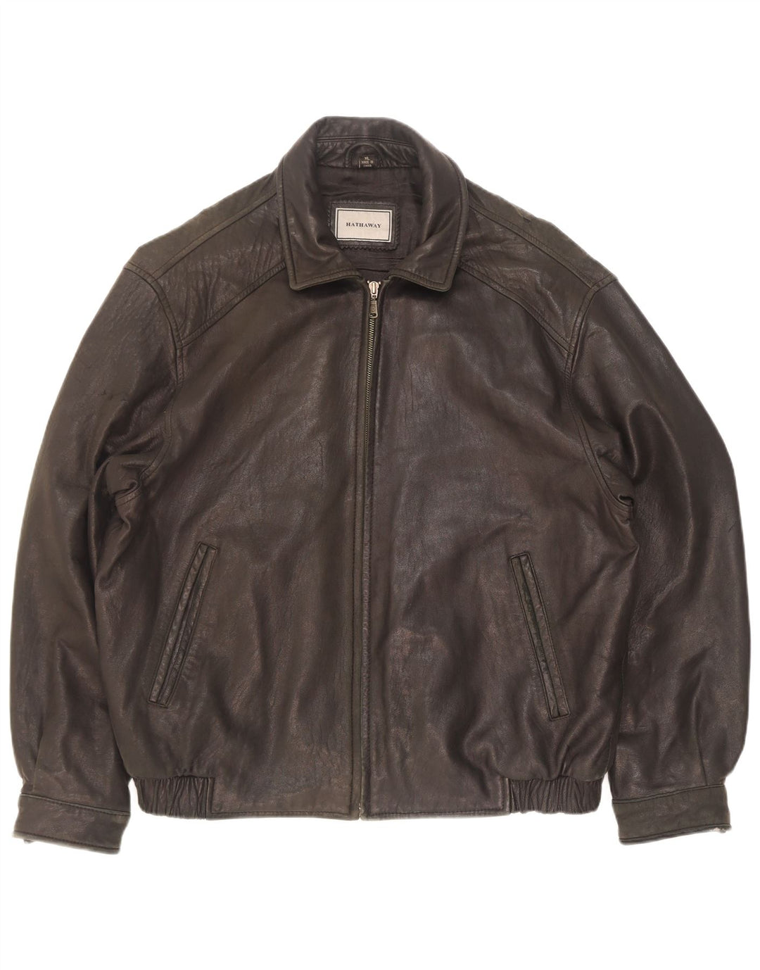 Hathaway Chaqueta de cuero para hombre UK 42 XL Cuero negro