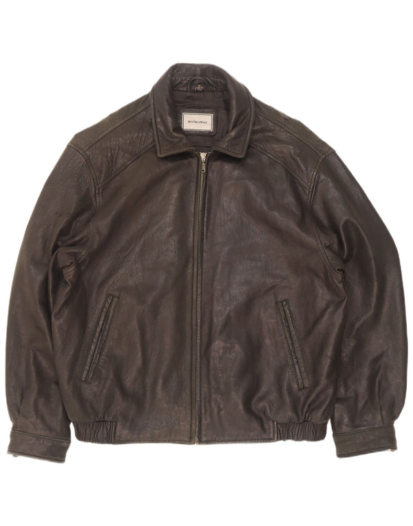 Hathaway Chaqueta de cuero para hombre UK 42 XL Cuero negro