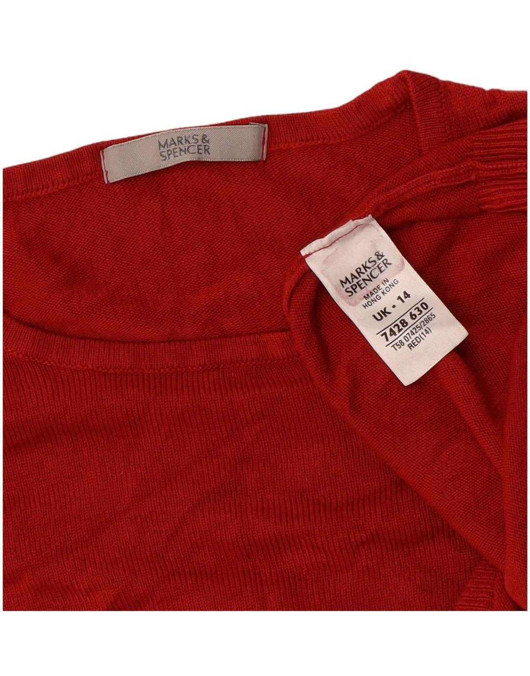 Marks & Spencer Jersey corto con cuello redondo para mujer, talla 44, talla M, color rojo