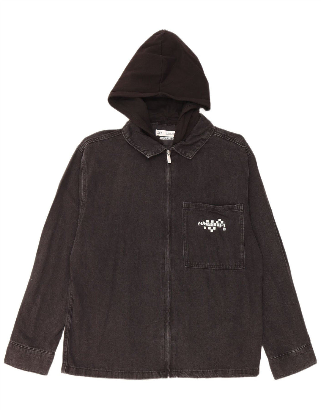 Zara Chaqueta vaquera con capucha y gráfico para niño 13-14 años Negro