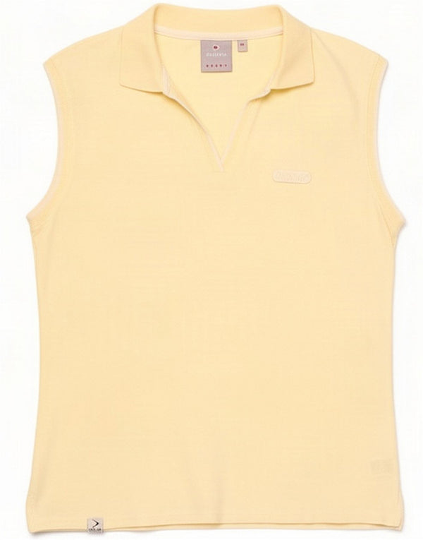 Polo sin mangas Dunlop para mujer UK 44 Algodón amarillo medio
