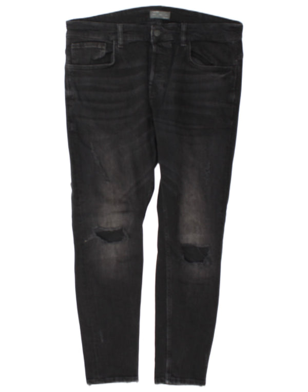 Zara Jeans ajustados desgastados para hombre EU 46 XL W36 L29 Algodón gris