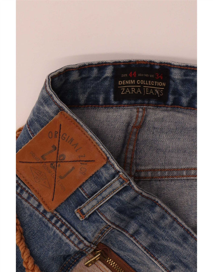 Zara Jeans ajustados desgastados para hombre EU 44 Large W34 L32 Poliéster azul