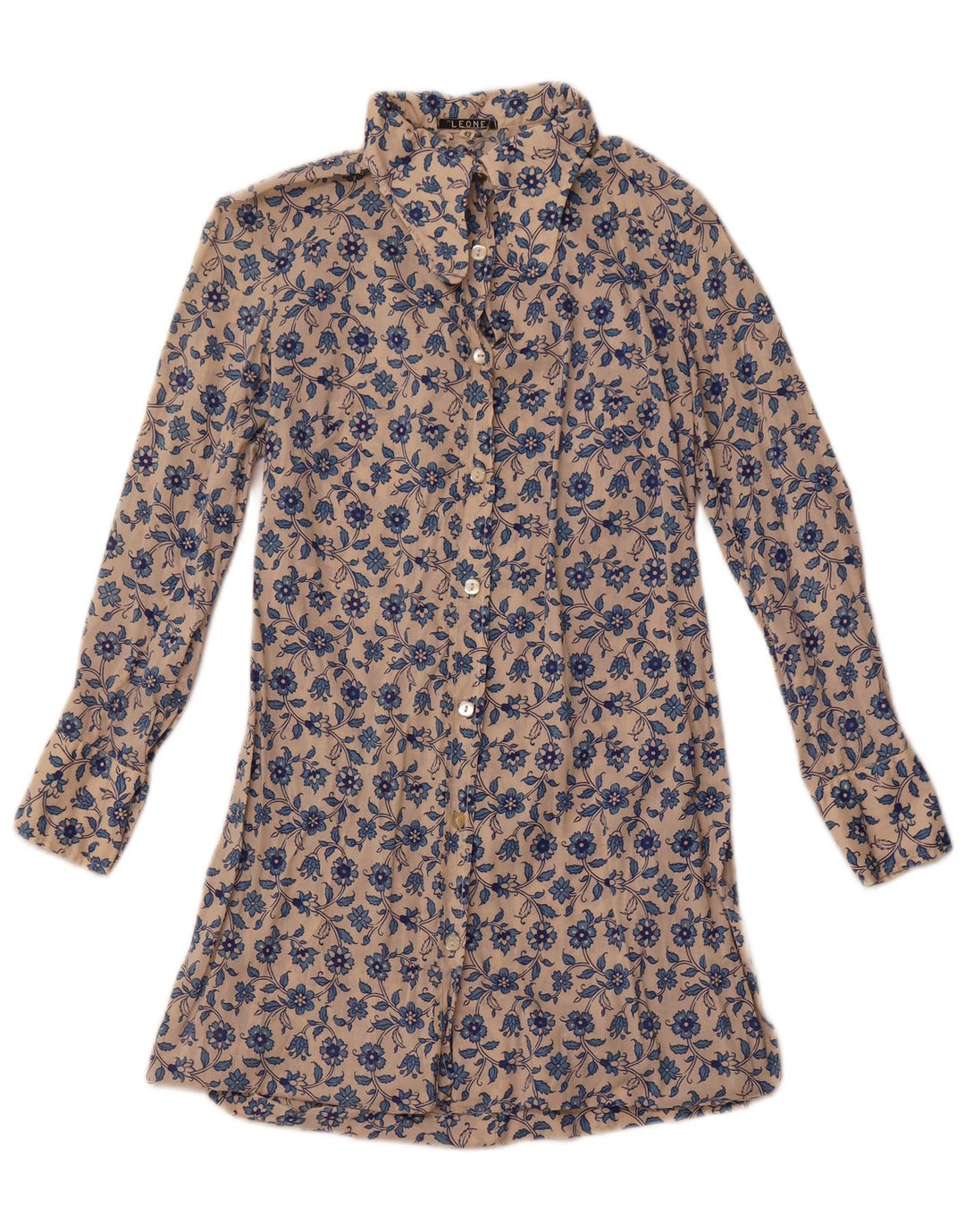 LEONE Vestido camisero para mujer IT 42 Medium Off White Floral