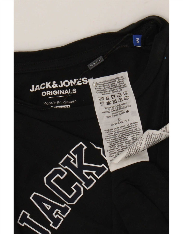 Jack & Jones Camiseta con gráfico de ajuste regular para hombre Top mediano de algodón negro