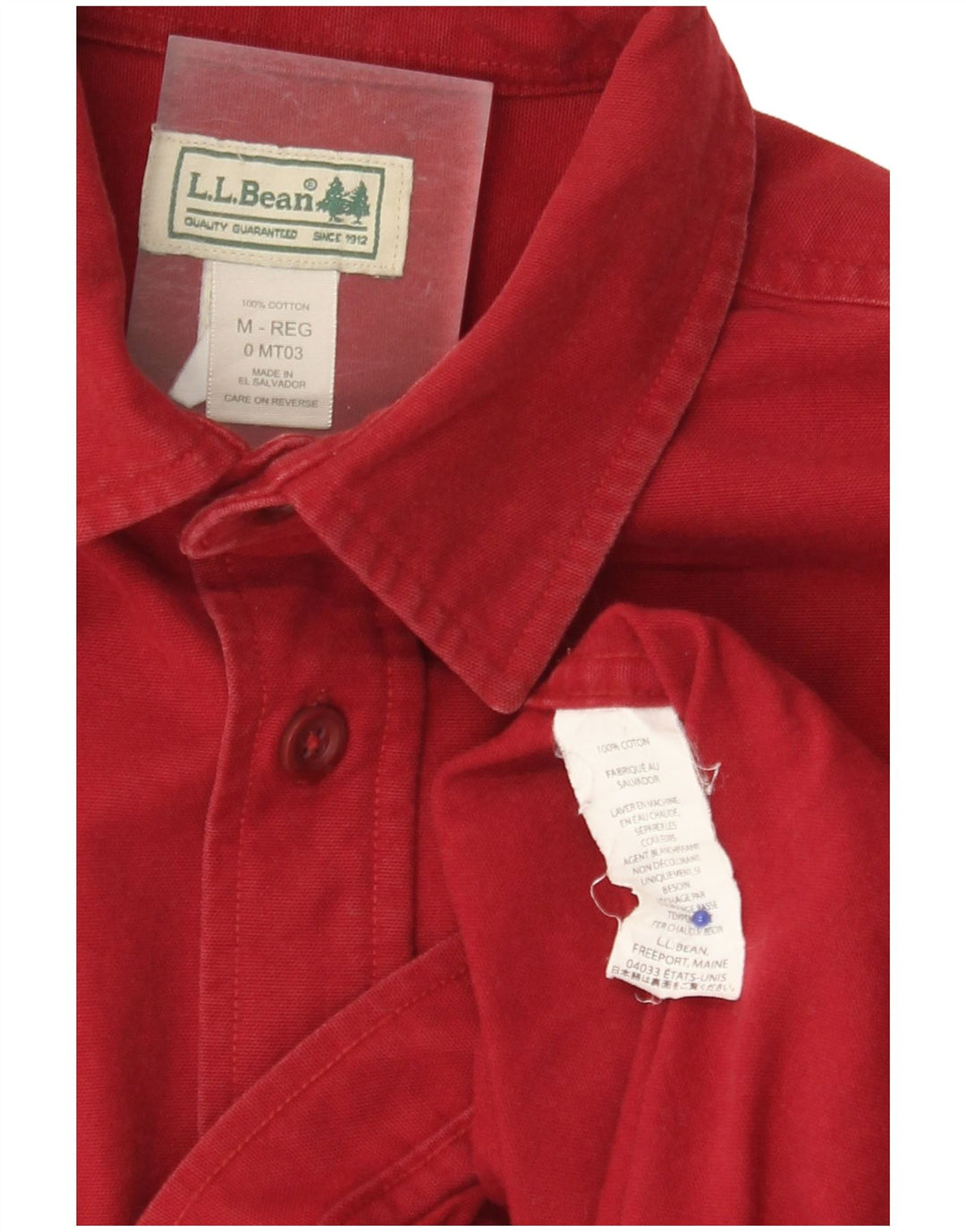 L.L.Bean Camisa Hombre Algodón Rojo Mediano