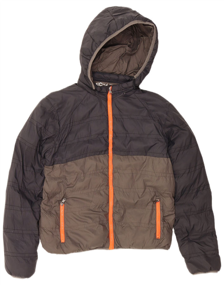 MICHAEL KORS Chaqueta acolchada con capucha para niño 15-16 años Nylon color block gris