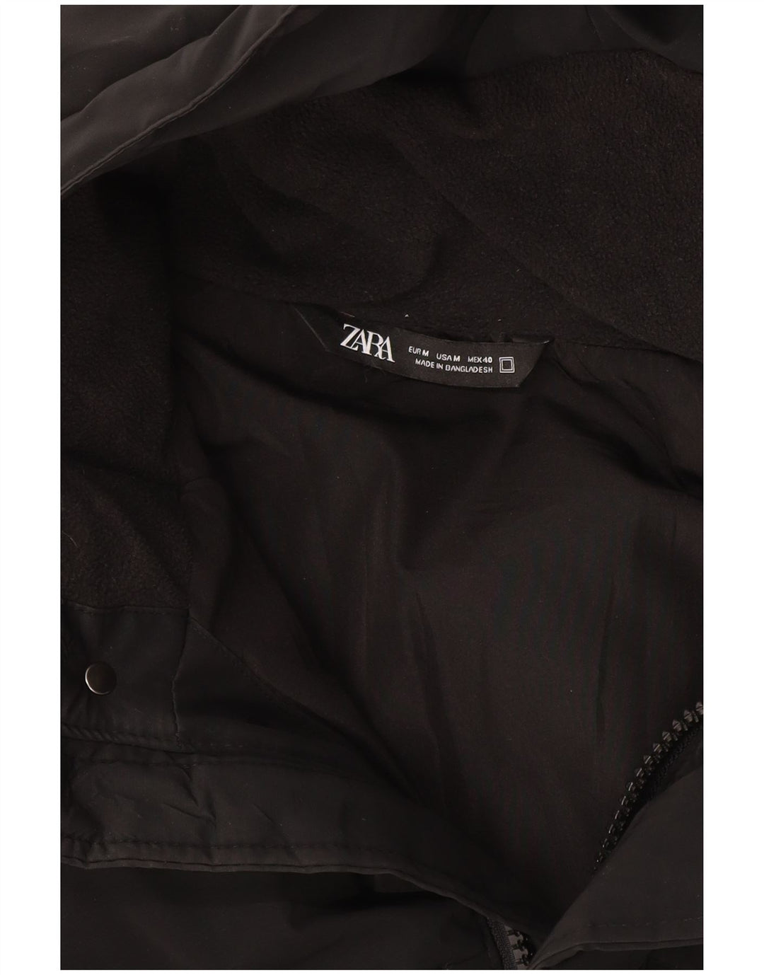 Zara Hombre Abrigo Acolchado Con Capucha UK 38 Medium Negro