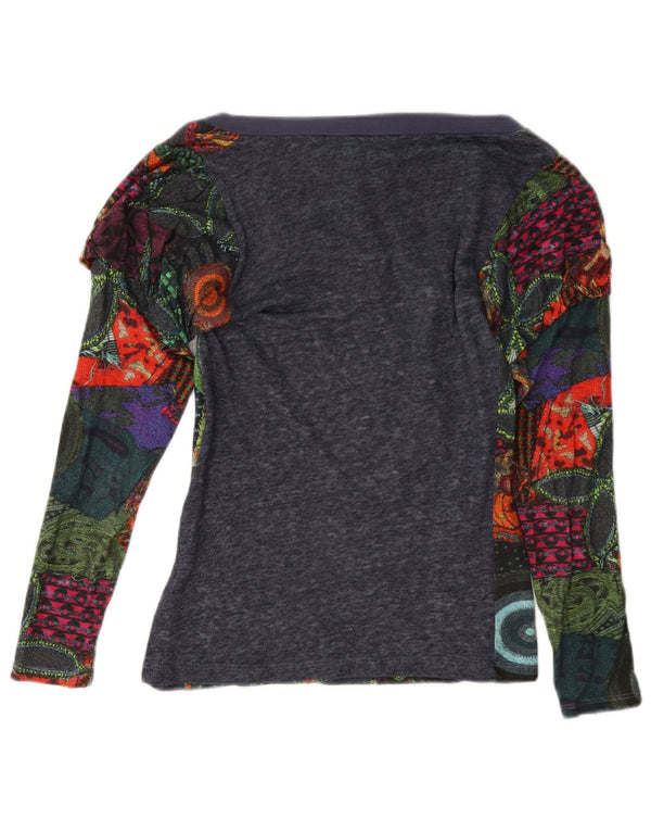 Desigual Mujer Loose Fit Top Manga Larga UK 6 XS Multicolor