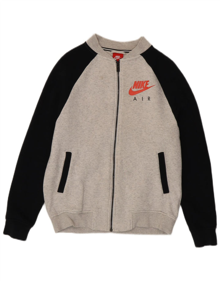 Nike - Chaqueta de chándal con gráfico para hombre, talla pequeña, algodón gris con bloques de color