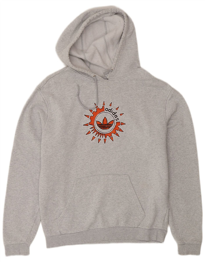 Adidas Hombre Sudadera Con Capucha Gráfica Jersey De Algodón Gris Medio