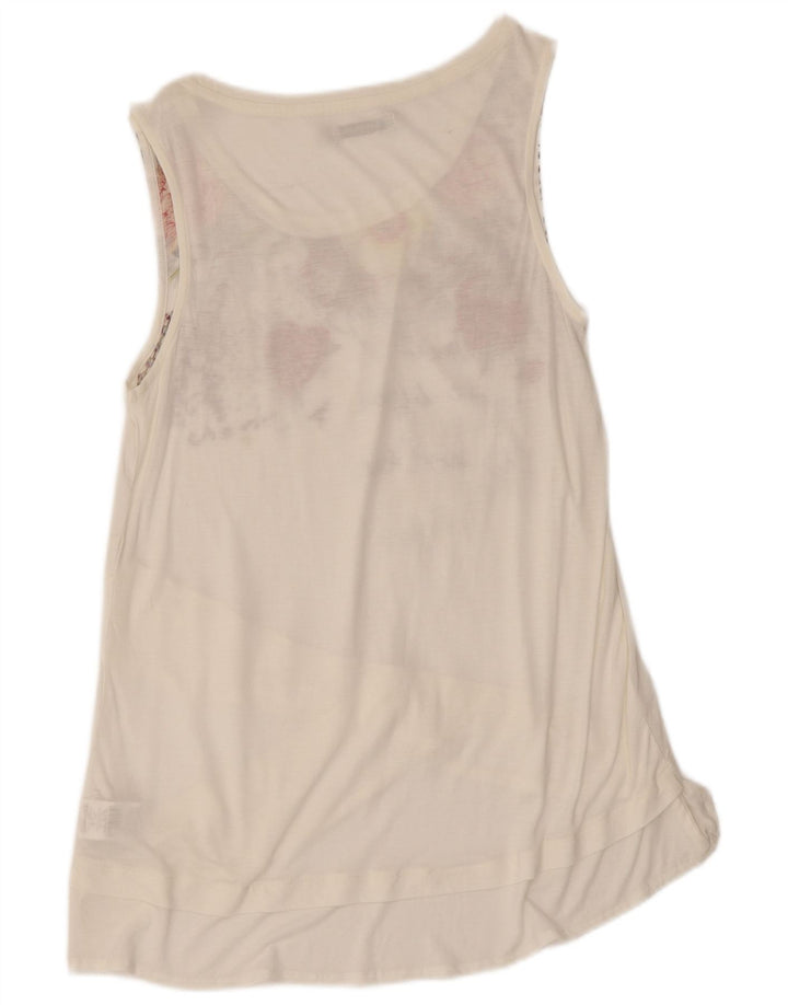 Desigual Top tipo túnica con gráfico para mujer UK 12 Viscosa floral blanca mediana