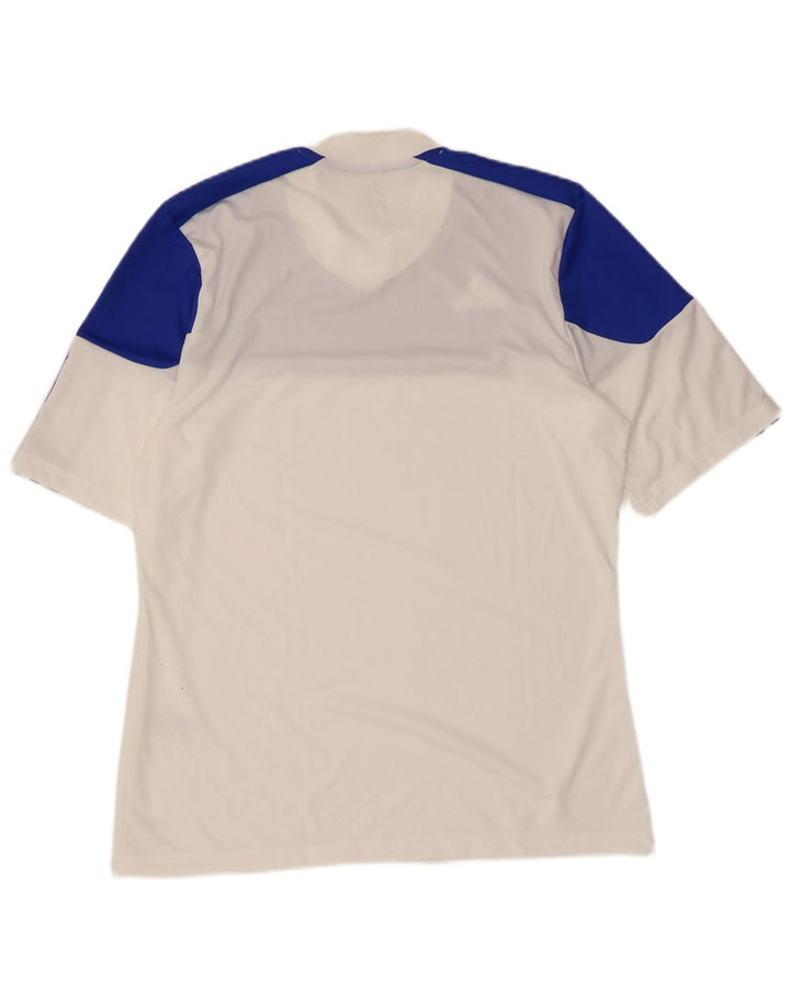 Adidas Hombre Climalite Camiseta Top Medio Blanco Colorblock Poliéster