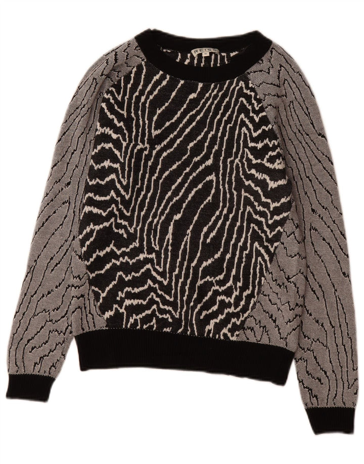 Reiss - Sudadera con estampado abstracto para mujer, talla 6, XS, viscosa negra