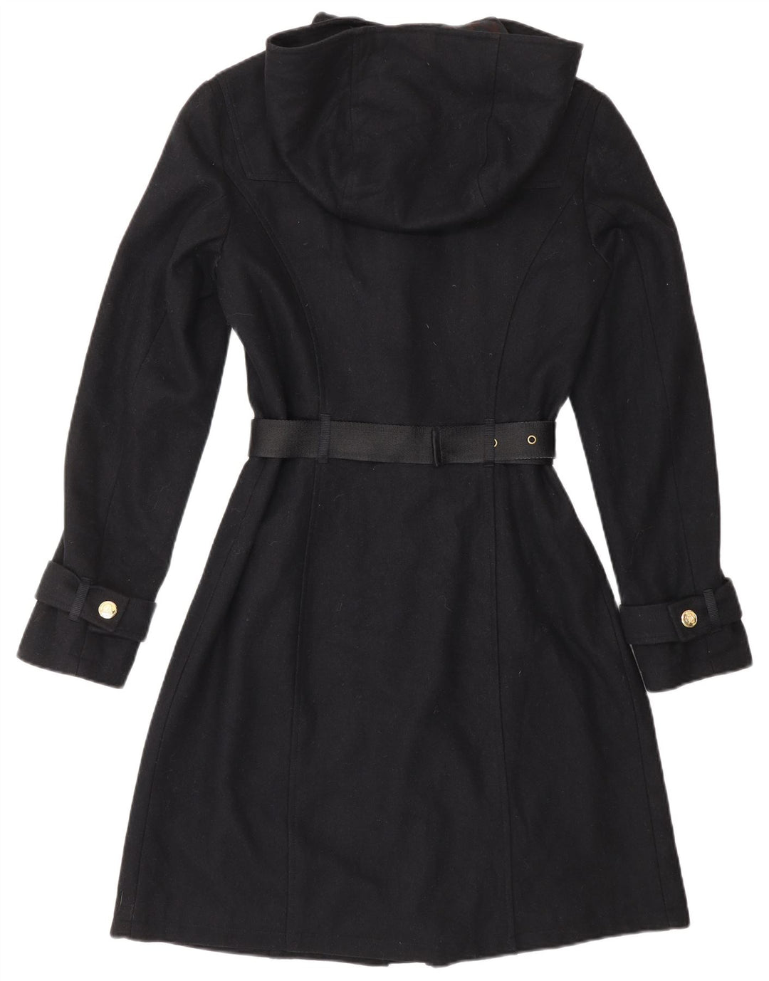 CARACTERE Trenca con capucha para mujer UK 10 Small Lana azul marino