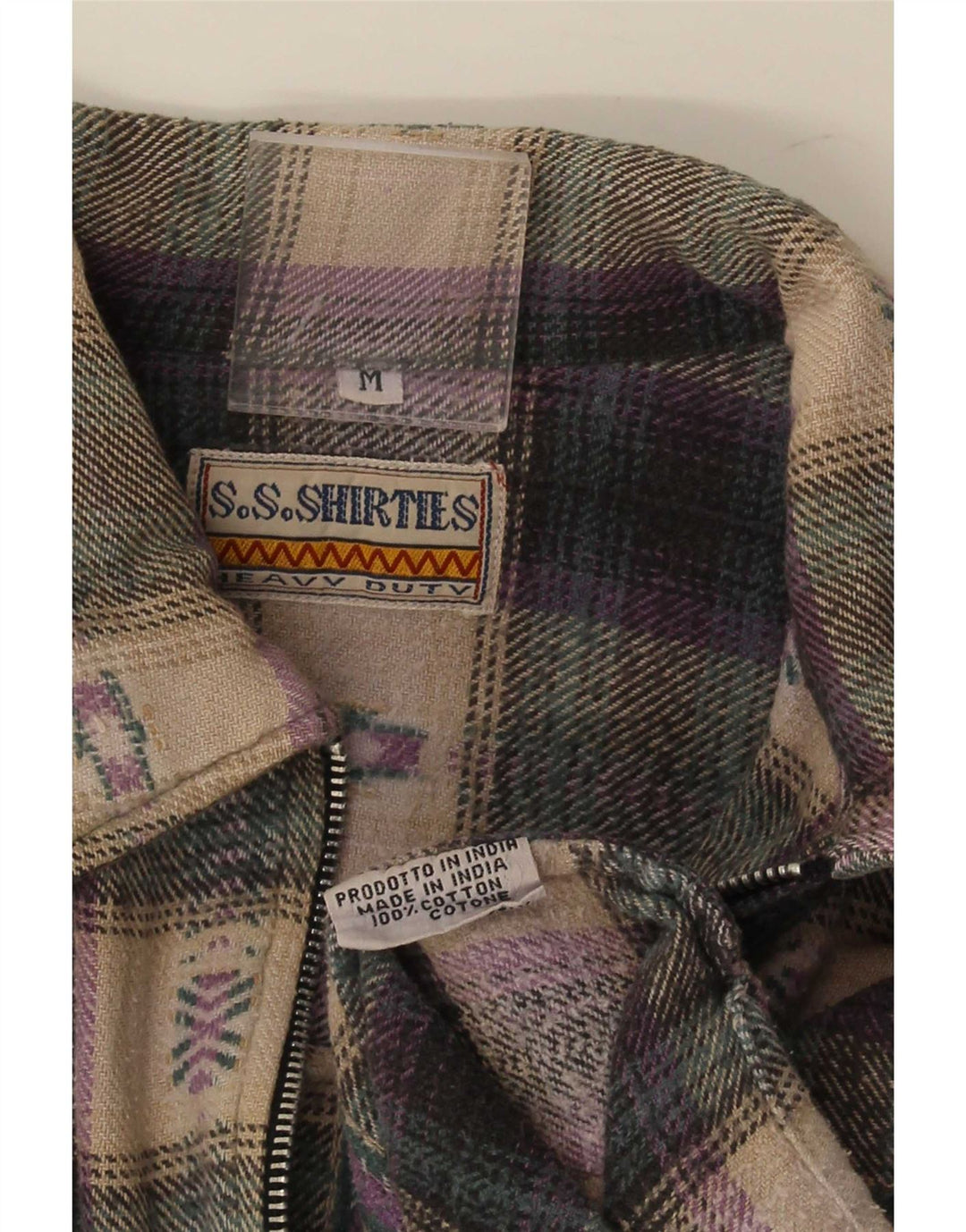 S.S. Shirties Camisa de franela holgada para hombre, tamaño mediano, cuadros multicolores
