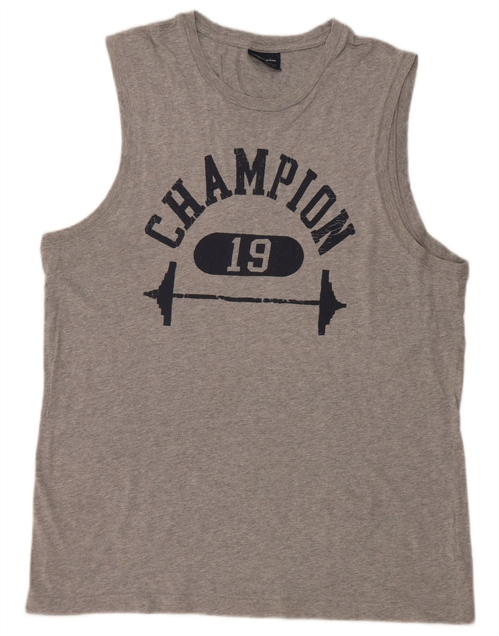 CHAMPION Top sin mangas gráfico para hombre 2XL Gris
