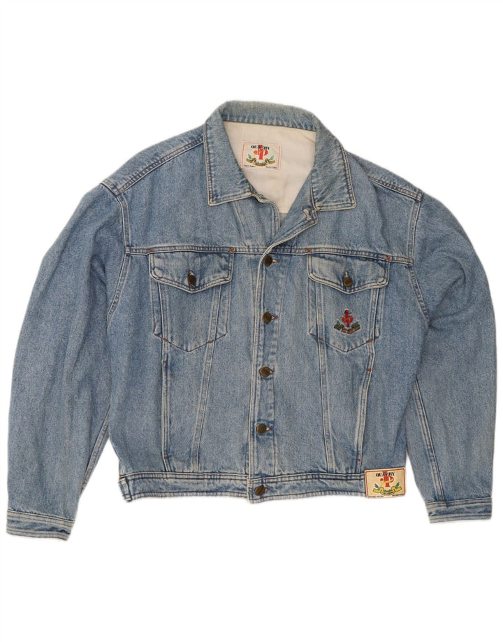 Quarry Chaqueta Vaquera Gráfica para Hombre UK 38 Algodón Azul Medio