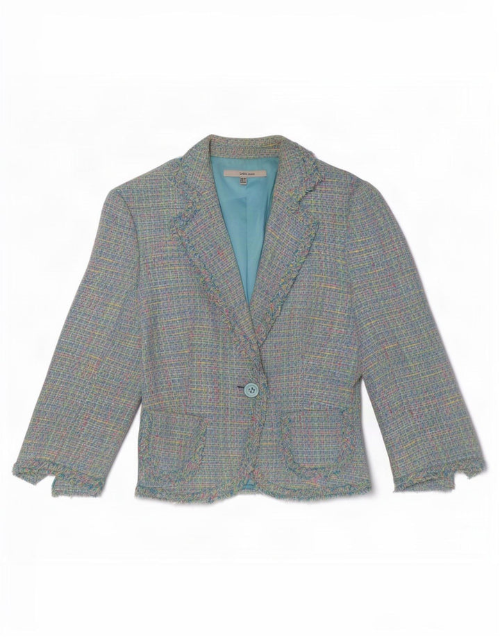 Zara Chaqueta Blazer de Manga 3/4 para Mujer EU 38 Small Multicolor Check