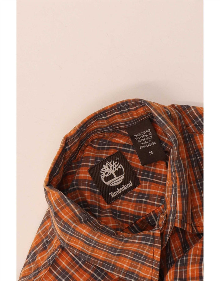 Timberland Camisa De Manga Corta Para Hombre Algodón A Cuadros Naranja Medio