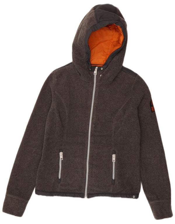 SUPERDRY Chaqueta polar de senderismo con capucha para mujer UK 10 Small Grey Poliéster