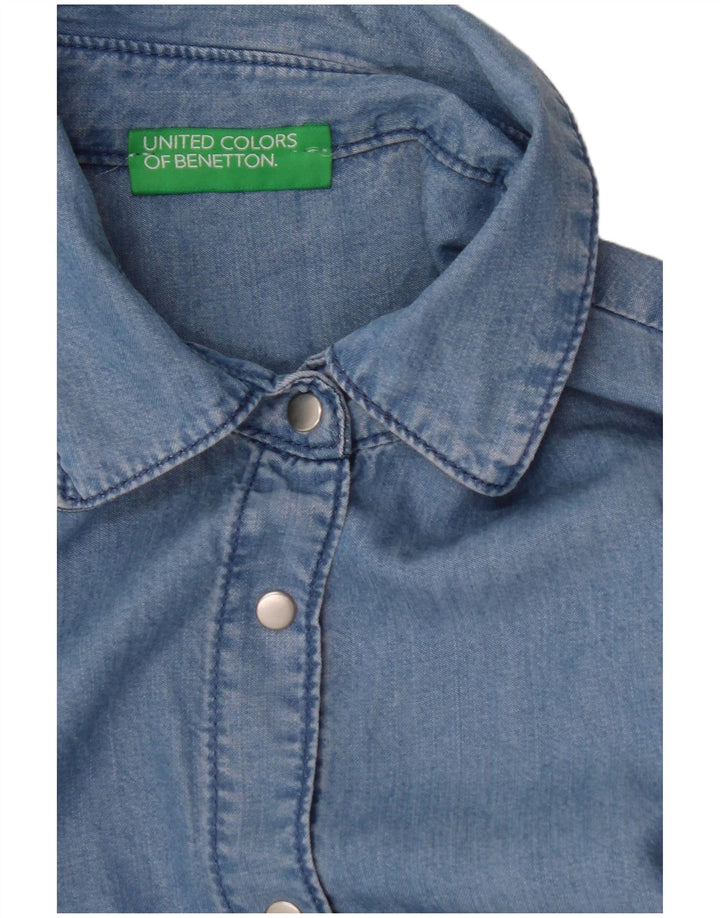 BENETTON Camisa de manga corta para mujer UK 44 Azul medio
