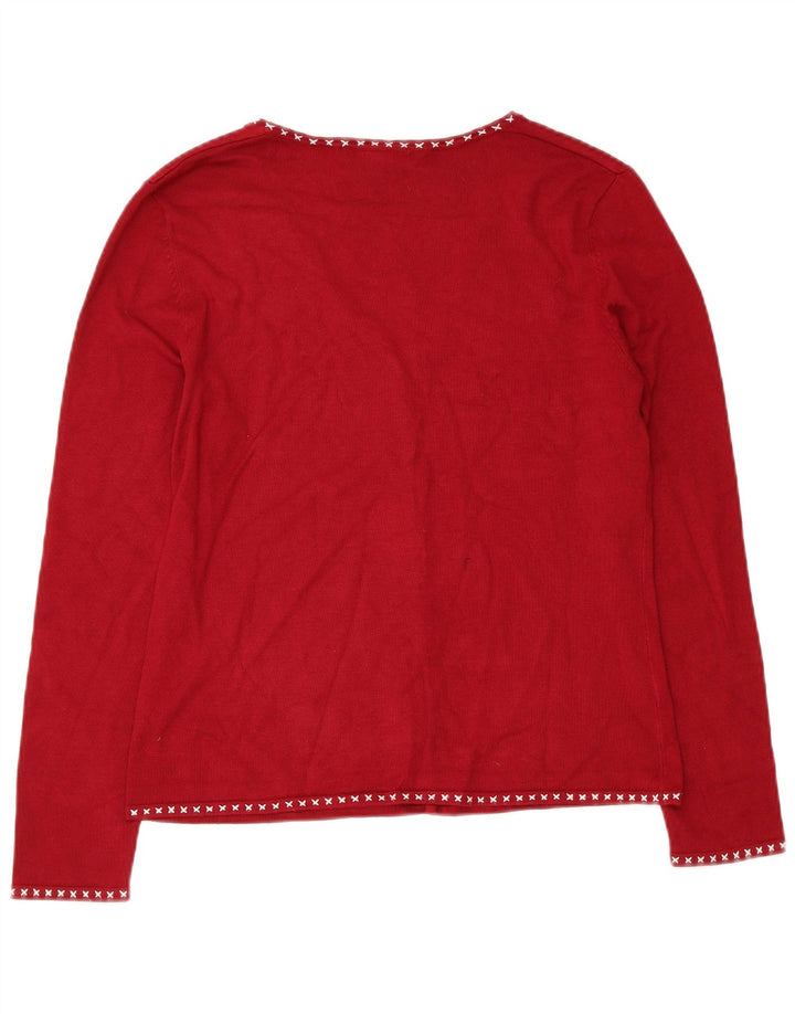 LAURA ASHLEY Suéter tipo cárdigan para mujer UK 40 Viscosa roja mediana