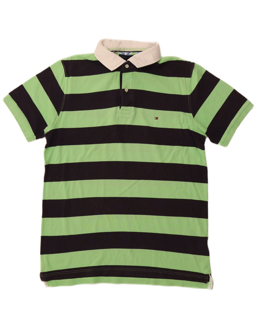 TOMMY HILFIGER Polo de rugby para hombre 2XL Algodón de rayas verdes