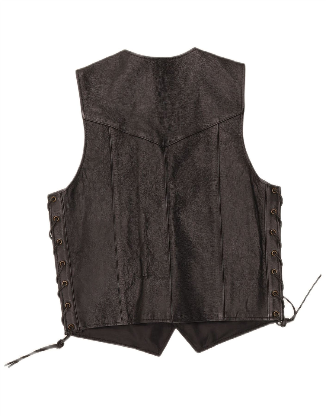JTS Chaleco de cuero para hombre estilo motero pequeño negro