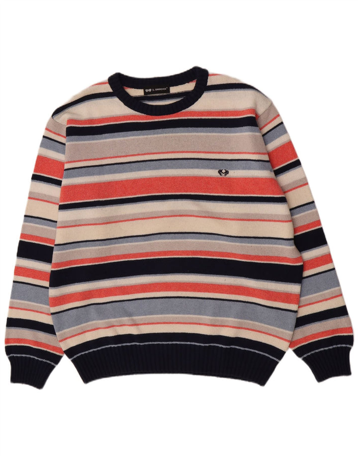 Il Granchio Jersey con Cuello Redondo para Hombre, Jersey Grande, Rayas Multicolores