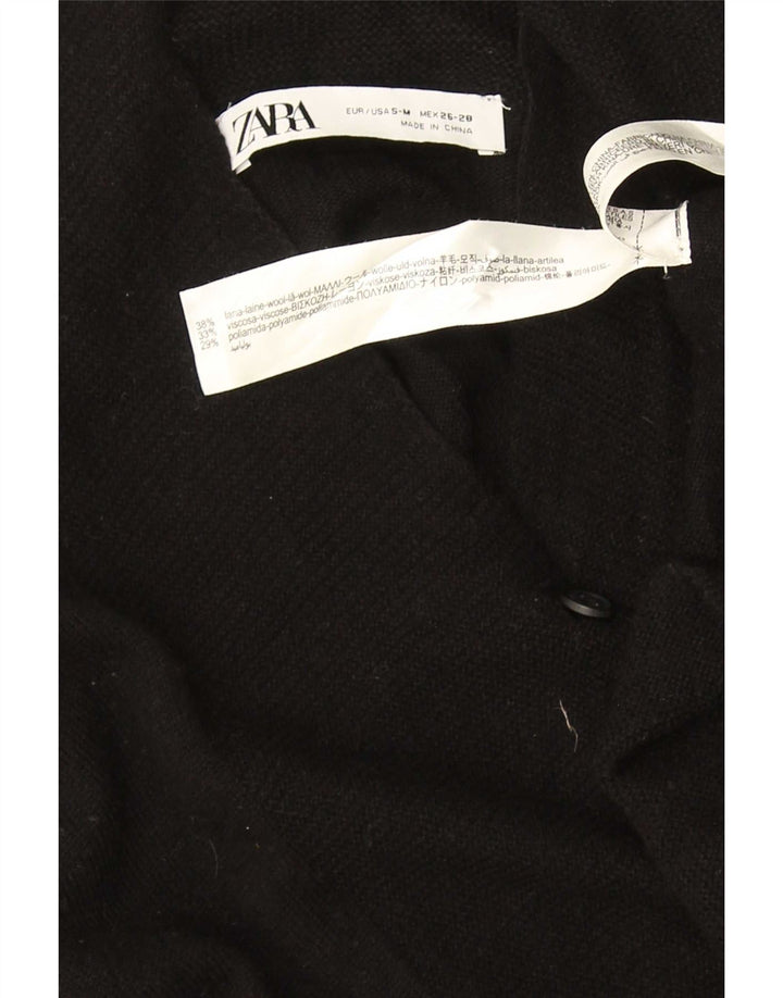 Zara Mujer Suéter Cárdigan Extragrande UK 10 Small Lana Negra