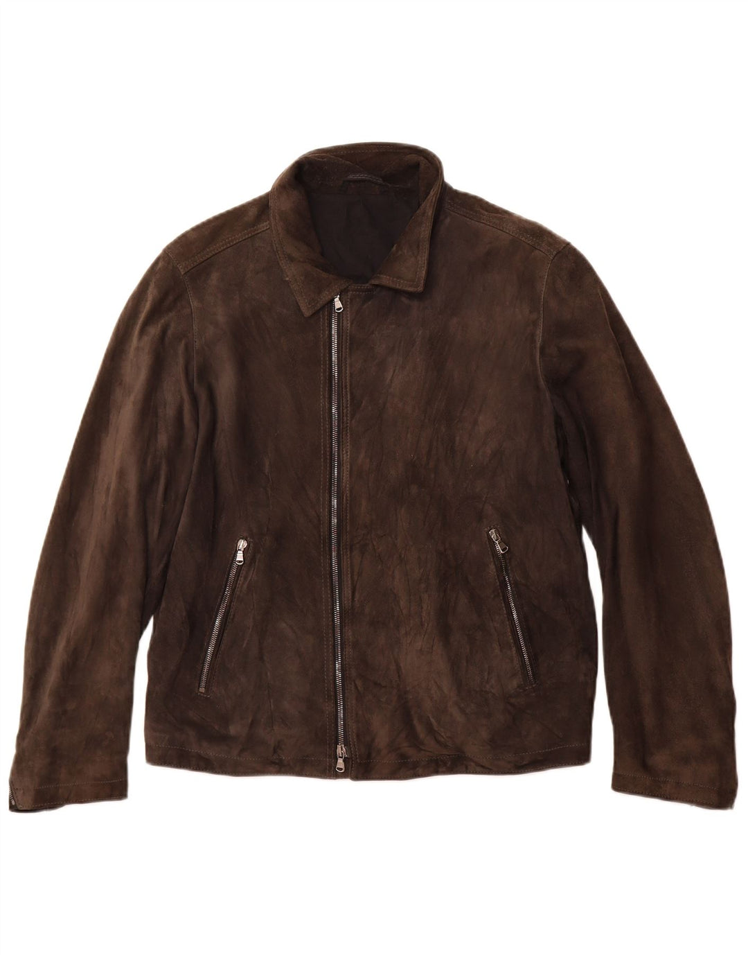 Vintage mujer ante chaqueta Reino Unido 12 cuero marrón medio