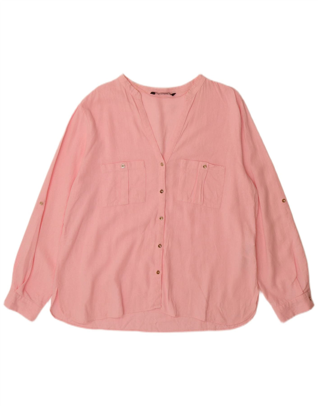 Camisa ZARA Mujer ES 20 2XL Lino Rosa