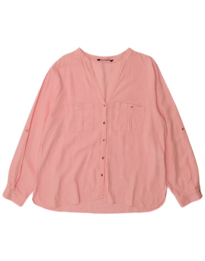 Camisa ZARA Mujer ES 20 2XL Lino Rosa