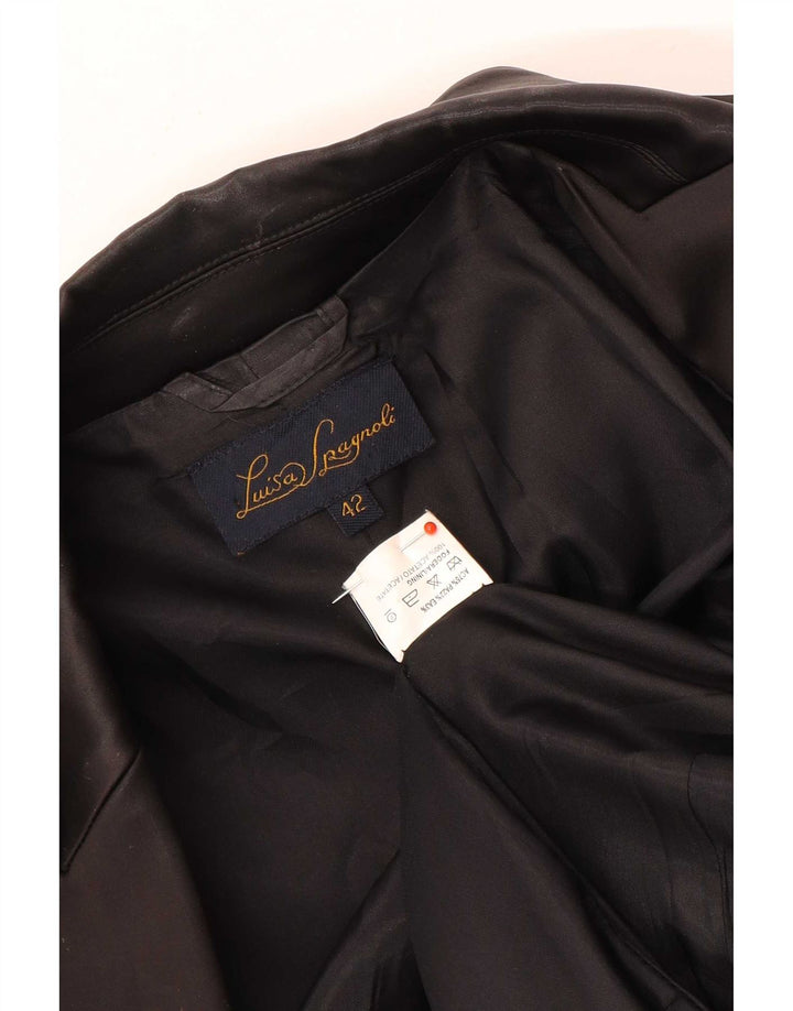 Luisa Spagnoli Chaqueta tipo blazer con 1 botón para mujer IT 42 Acetato negro mediano