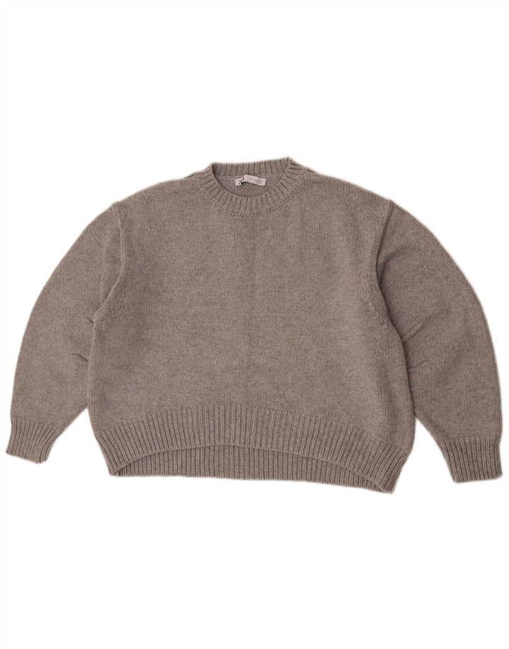 Zara - Jersey de cuello redondo para mujer, talla 40, talla grande, poliamida gris