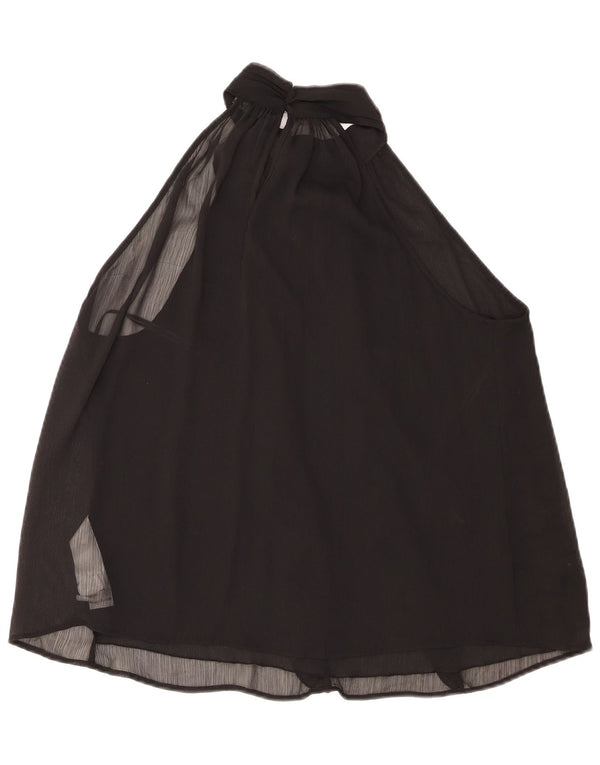 Zara Top Halter Con Volantes En La Parte Delantera Para Mujer UK 46 Grande Poliéster Negro