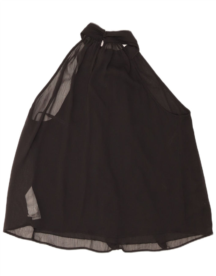 Zara Top Halter Con Volantes En La Parte Delantera Para Mujer UK 46 Grande Poliéster Negro