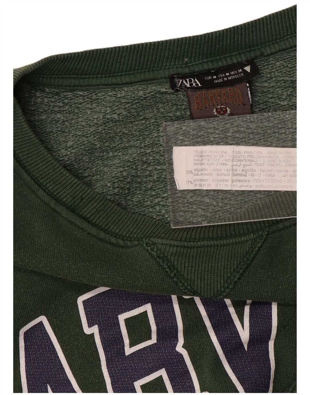 ZARA Mujer Harvard Sudadera con Estampado Extragrande Jersey UK 44 Verde Medio