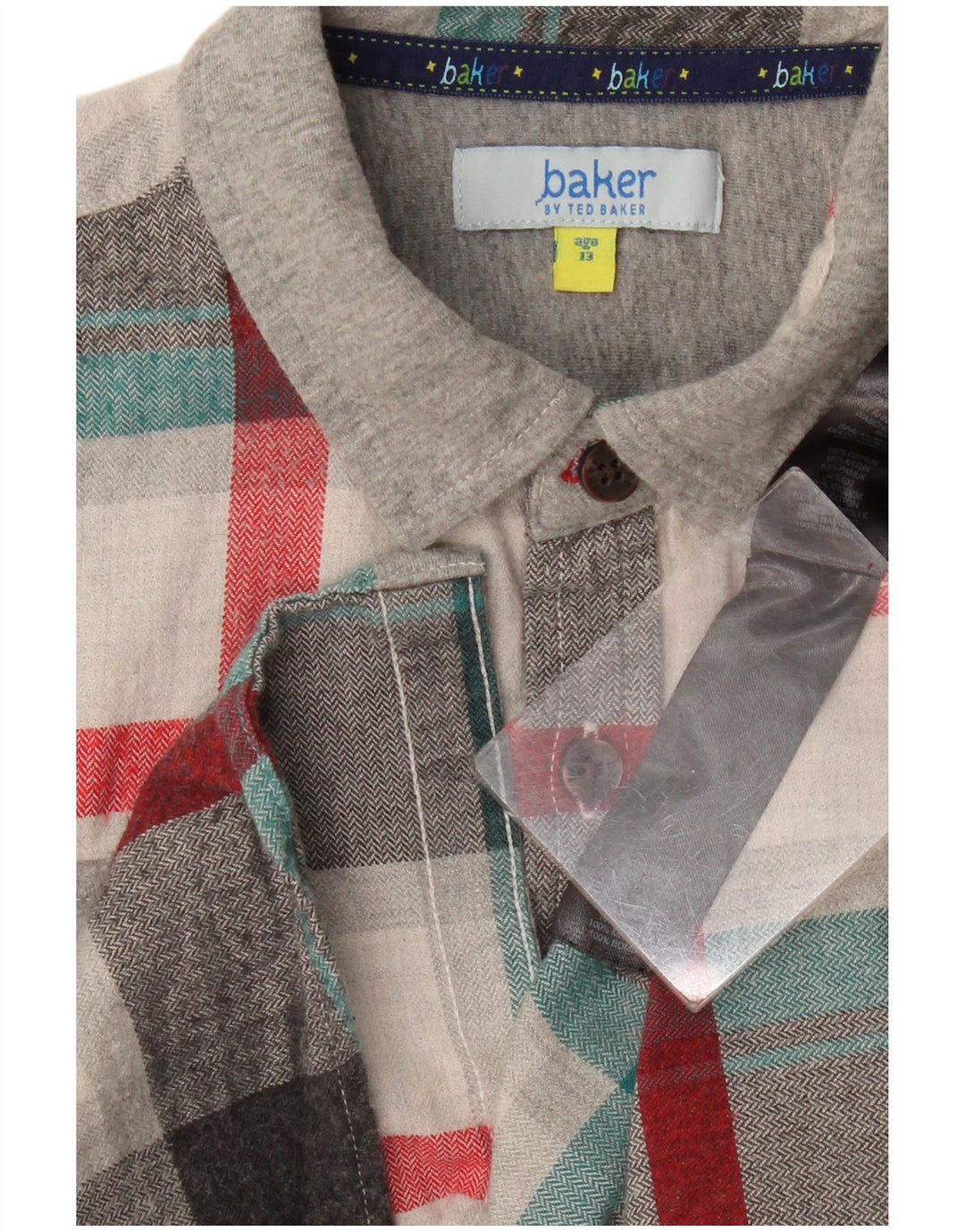 Ted Baker Camisa de franela para niños 12-13 años Algodón a cuadros gris