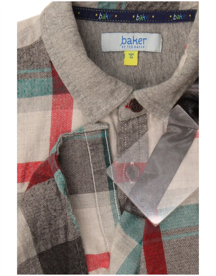 Ted Baker Camisa de franela para niños 12-13 años Algodón a cuadros gris
