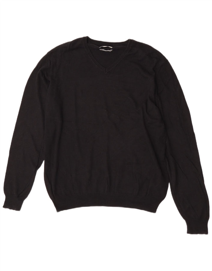 Marks & Spencer Suéter tipo jersey con cuello en V y ajuste regular para mujer UK 46 Grande Negro