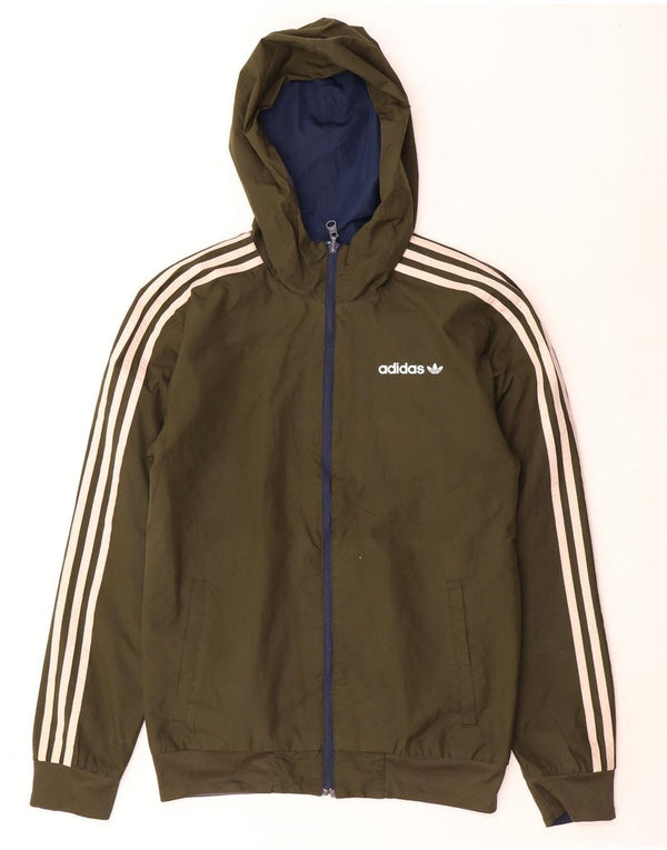 Adidas Hombre Chaqueta De Chándal Reversible Con Capucha XS Caqui Colorblock