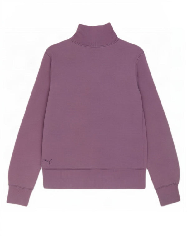 Puma Mujer Gráfico Chándal Top Chaqueta Reino Unido 14 Grande Algodón Púrpura
