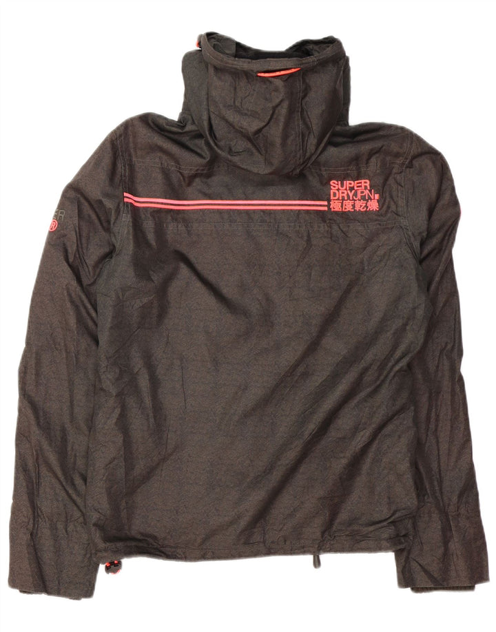 SUPERDRY Chaqueta cortavientos con capucha para hombre UK 36 Small Grey Herringbone