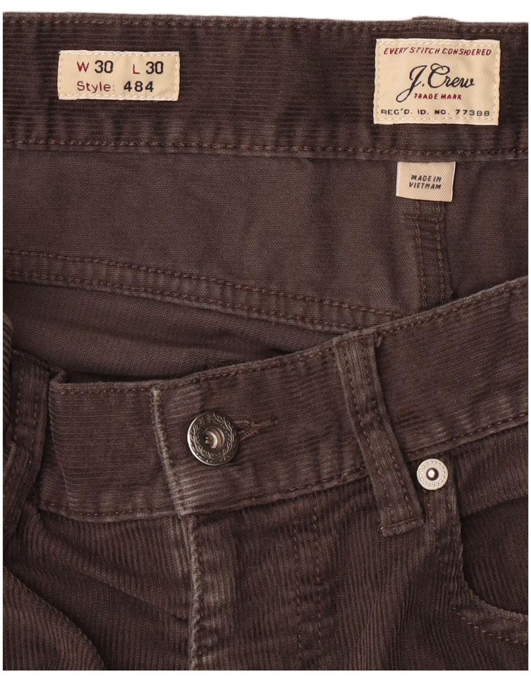 J. CREW Pantalones de pana delgados 484 para hombre W30 L30 Algodón gris