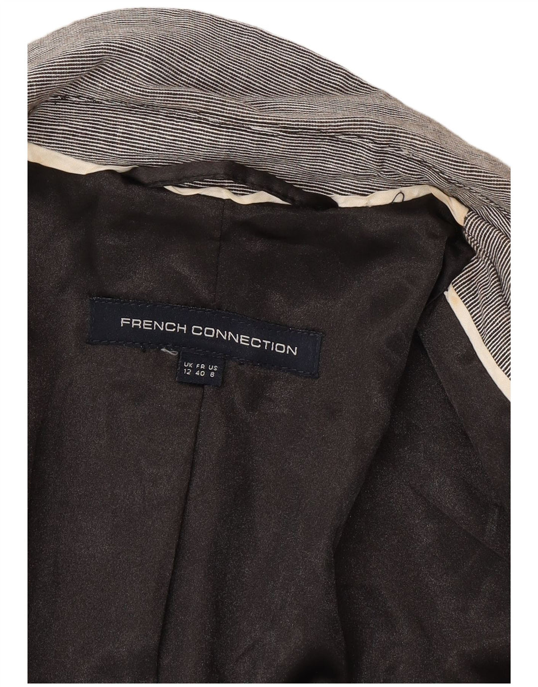French Connection Chaqueta tipo blazer de 2 botones para mujer UK 42 Gris medio a rayas