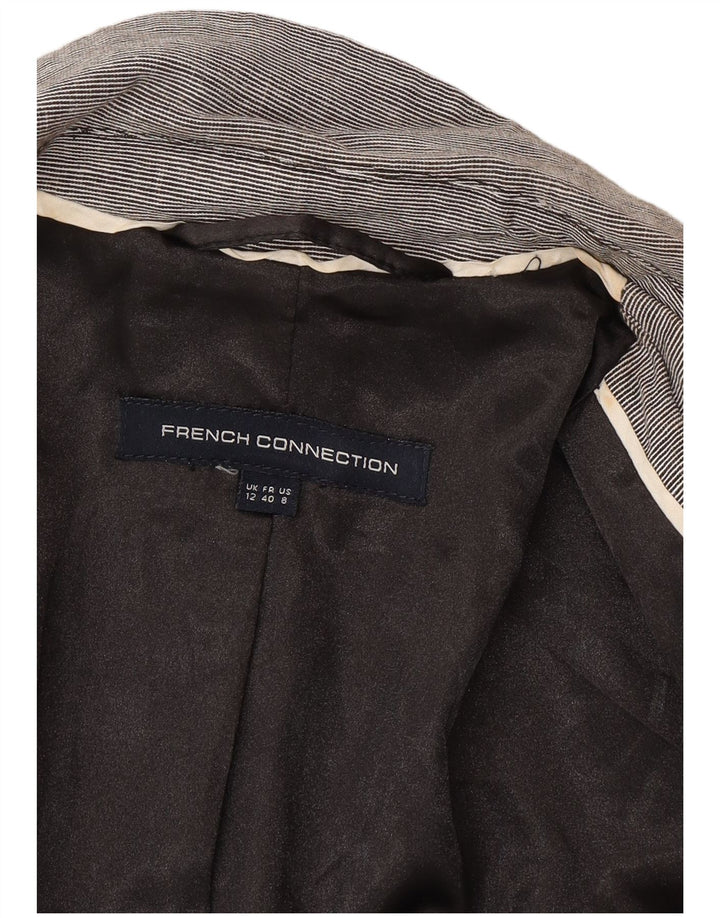 French Connection Chaqueta tipo blazer de 2 botones para mujer UK 42 Gris medio a rayas